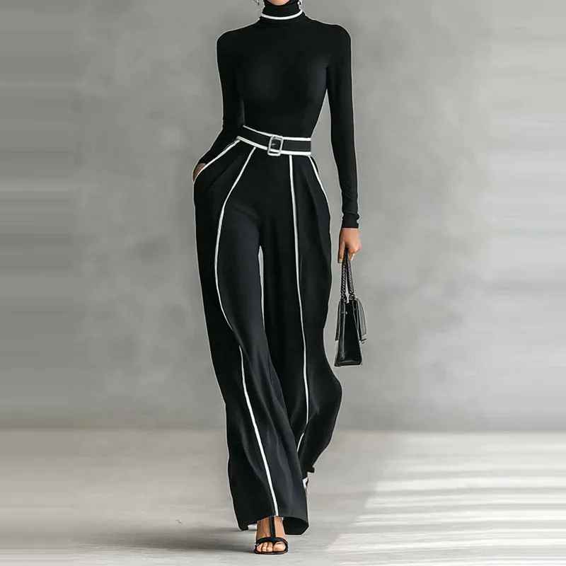 Midnight Edge - Set cu pantaloni evazați