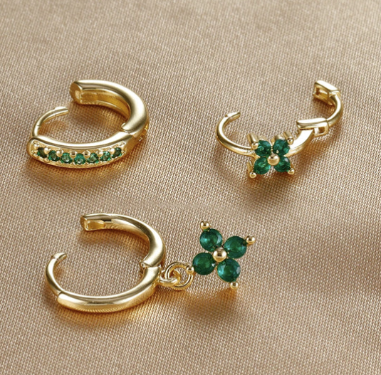 Emerald Bloom Hoops